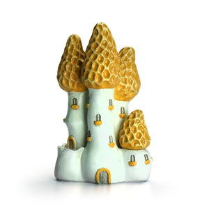 Fairy Garden Morel Mushroom Castle, Yellow Fairy Castle