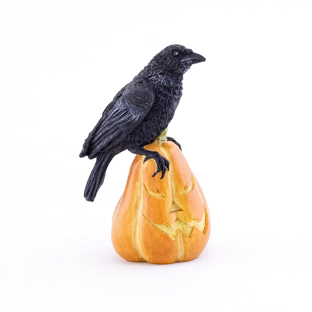 Raven On Jack O' Lantern, Mini Halloween Raven, Fairy Garden Halloween - Mini Fairy Garden World
