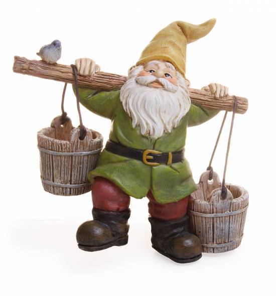 Gnome With Buckets, Fairy Garden Gnome, Mini Gnome Carrying Water - Mini Fairy Garden World