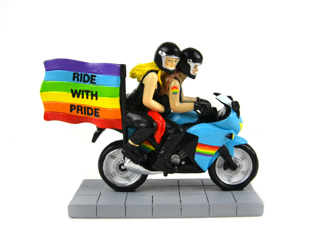 Pride Motorcyclers, Miniature Rainbow Motorcycle - Mini Fairy Garden World