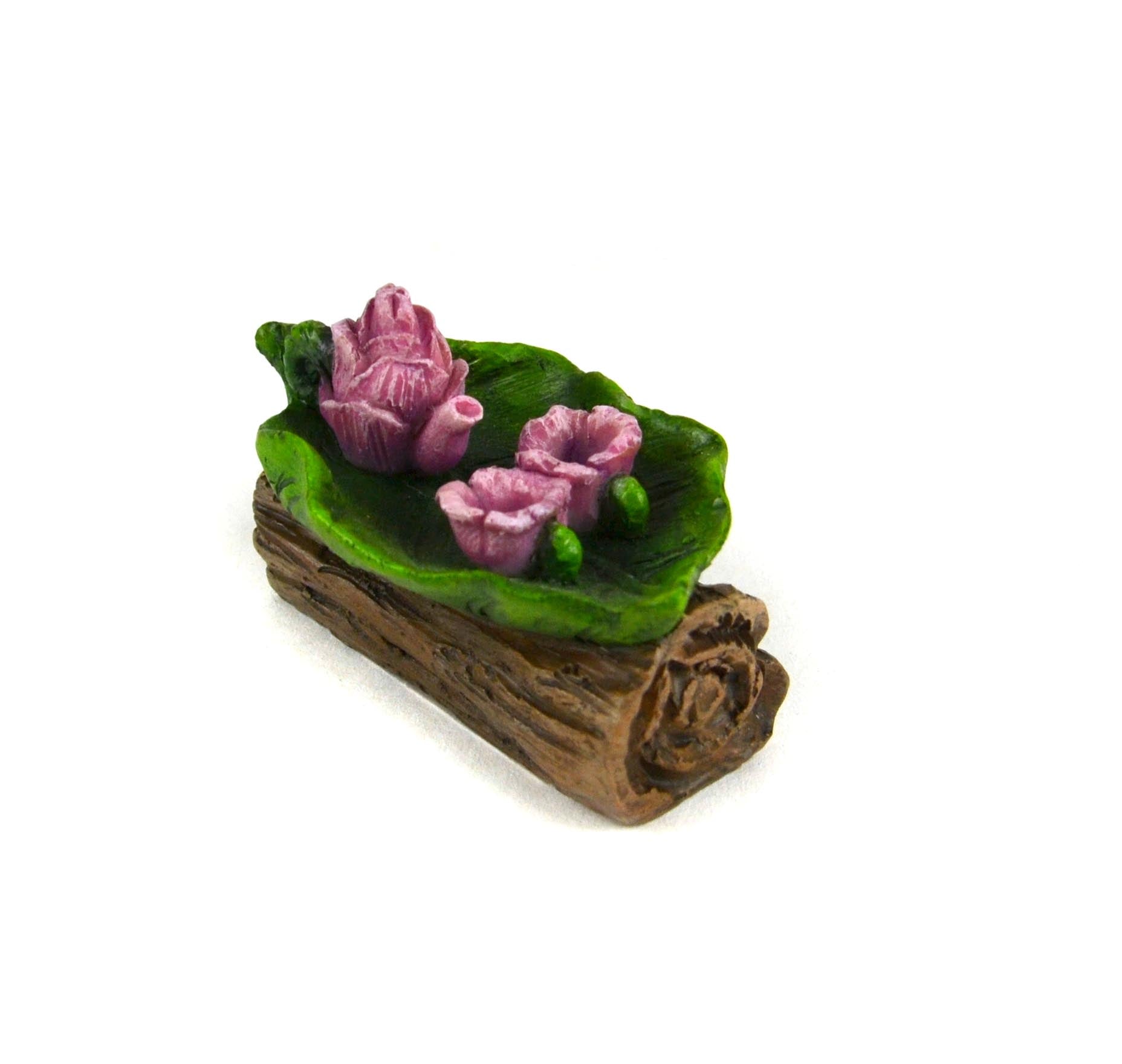 Mini Leaf Tea Set On Log Table, Fairy Garden Tea Set - Mini Fairy Garden World