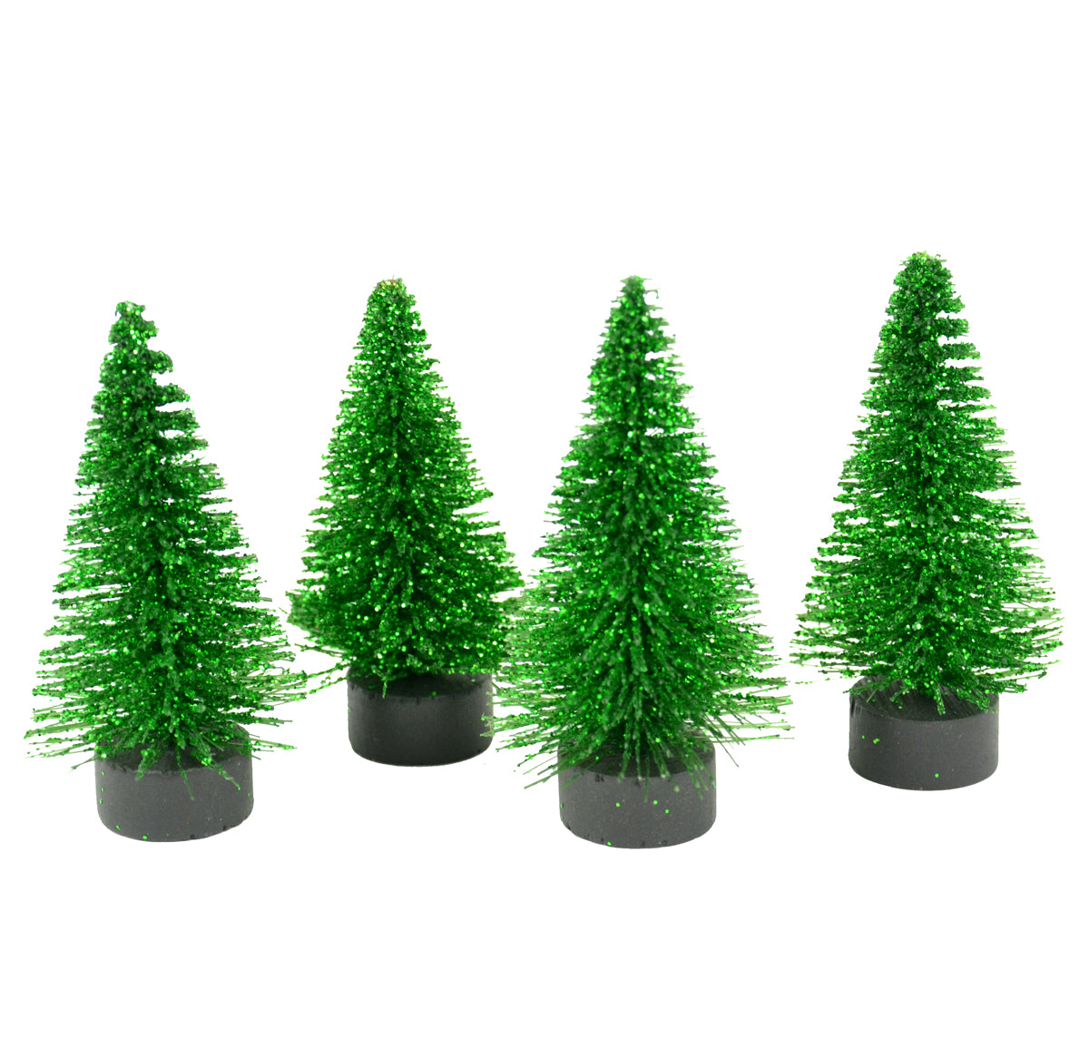 Artificial Green Glitter Pine Trees, Mini Christmas Trees - Mini Fairy Garden World