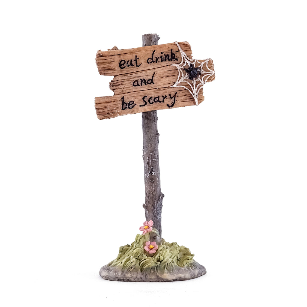 Eat Drink And Be Scary Sign, Mini Halloween Sign, Fairy Garden Halloween - Mini Fairy Garden World