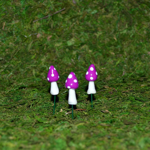 Pointy Mushrooms - Set of 3 - Purple - Mini Fairy Garden World