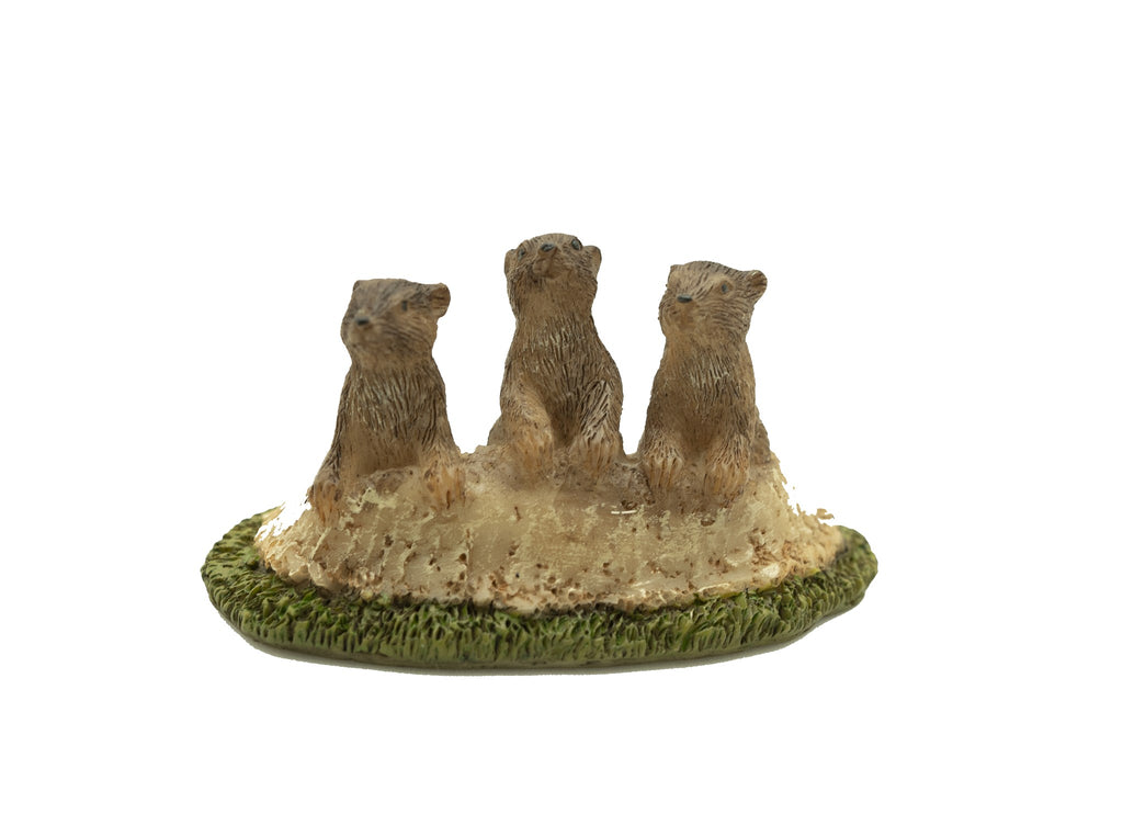 Trio Of Trouble Groundhogs, Mini Groundhogs, Fairy Garden Groundhogs - Mini Fairy Garden World