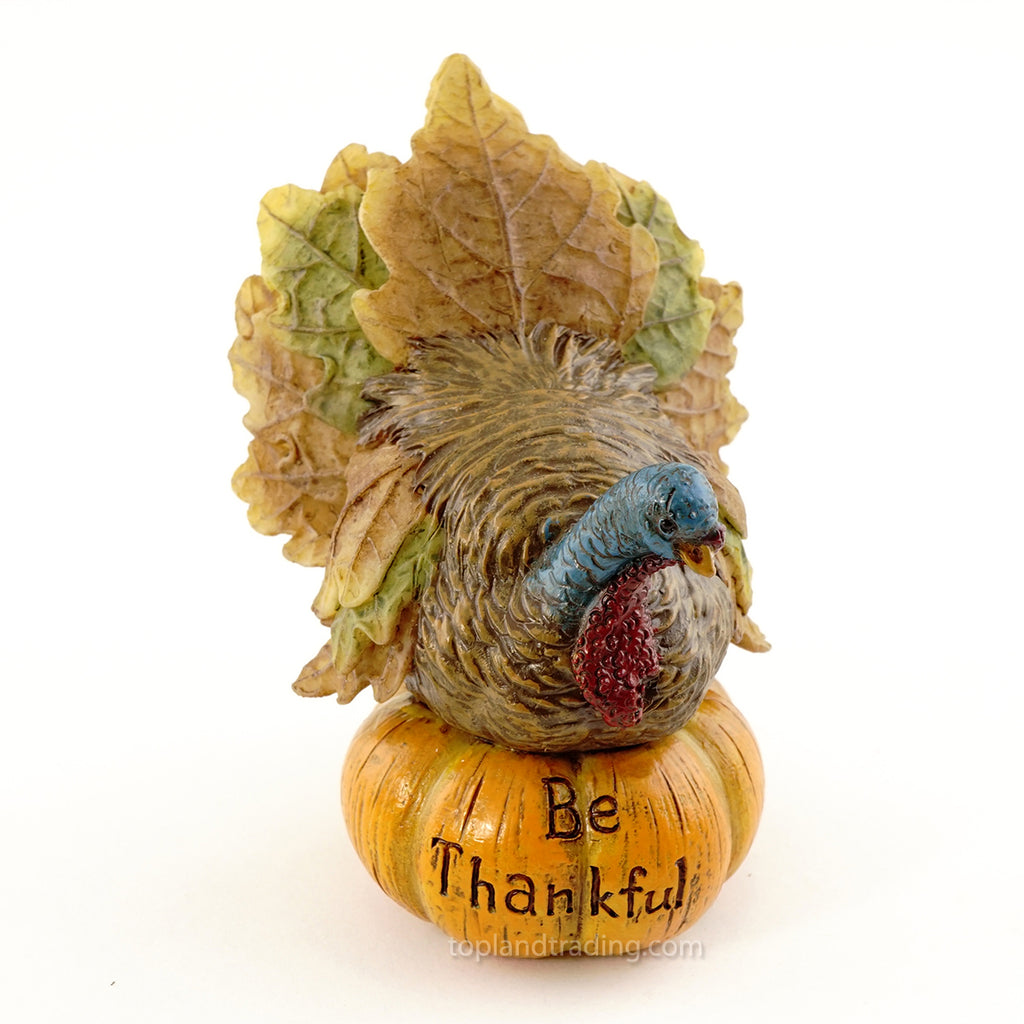 Be Thankful Turkey On Pumpkin - Mini Fairy Garden World
