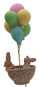 Balloon Travel Bunnies, Bunnies With Balloons, Fairy Garden Balloons - Mini Fairy Garden World