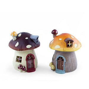 Mushroom LED Fairy House With Orange Roof - Mini Fairy Garden World