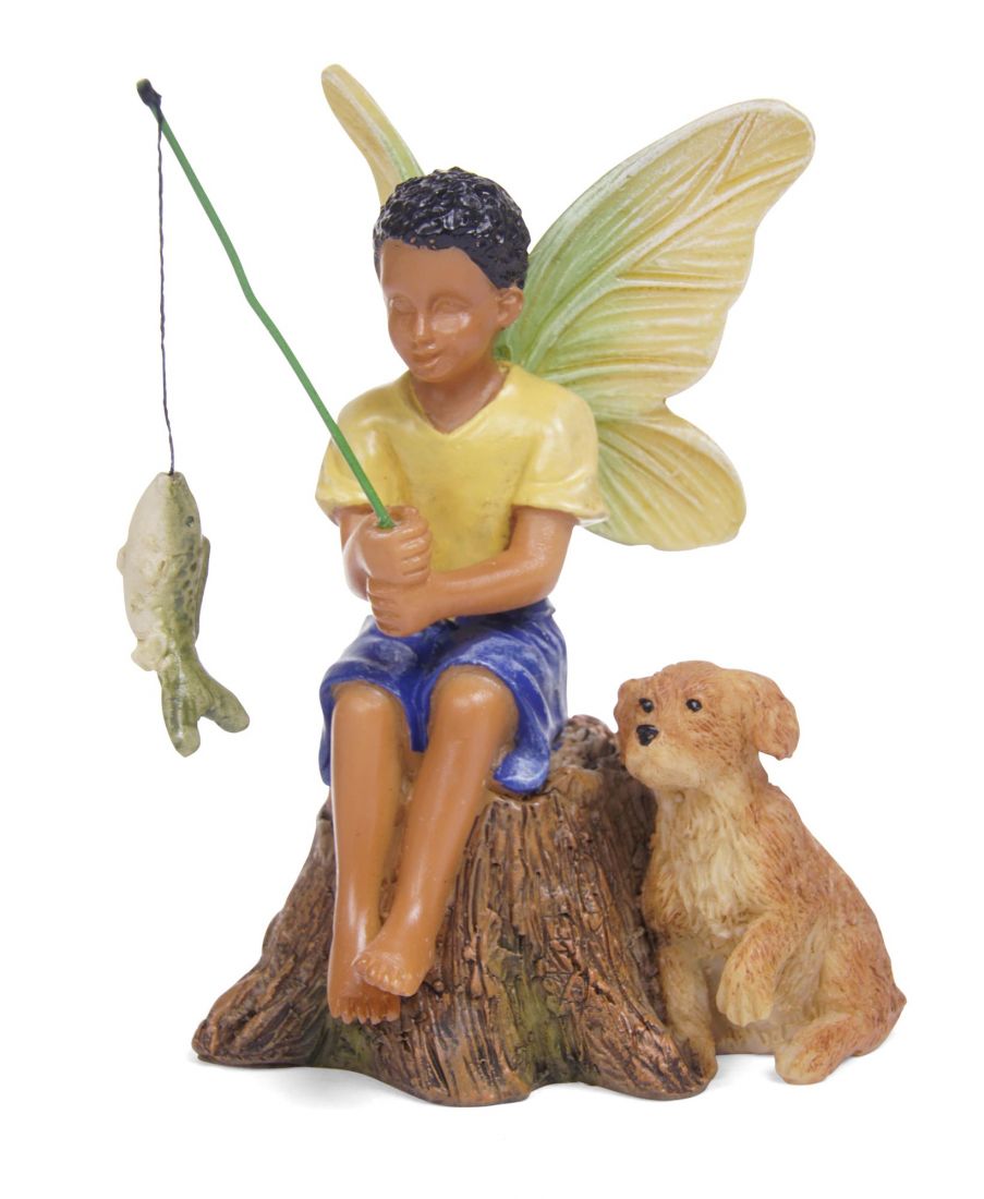 Catching Dinner, Fairy Garden Fairy Fishing, Mini Fairy Fishing, Fairy Boy - Mini Fairy Garden World