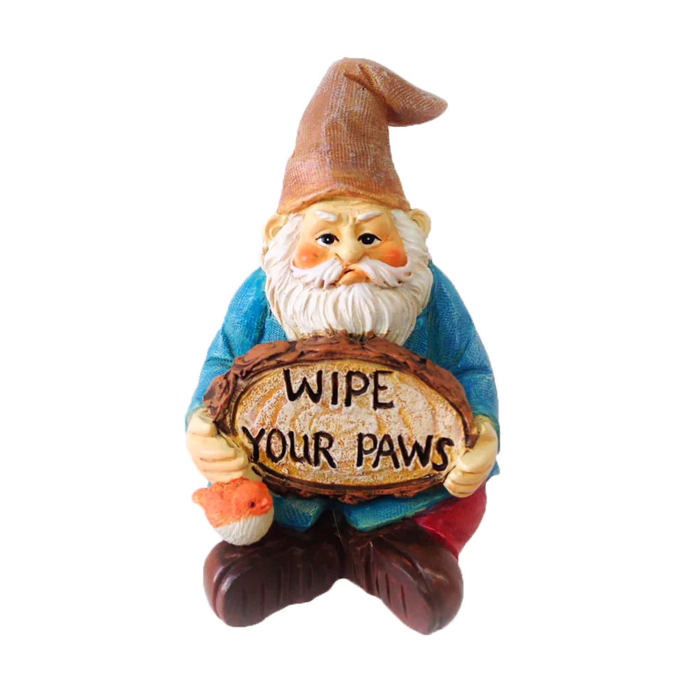 Wipe Your Paws Gnome, Mini Fairy Garden Gnome