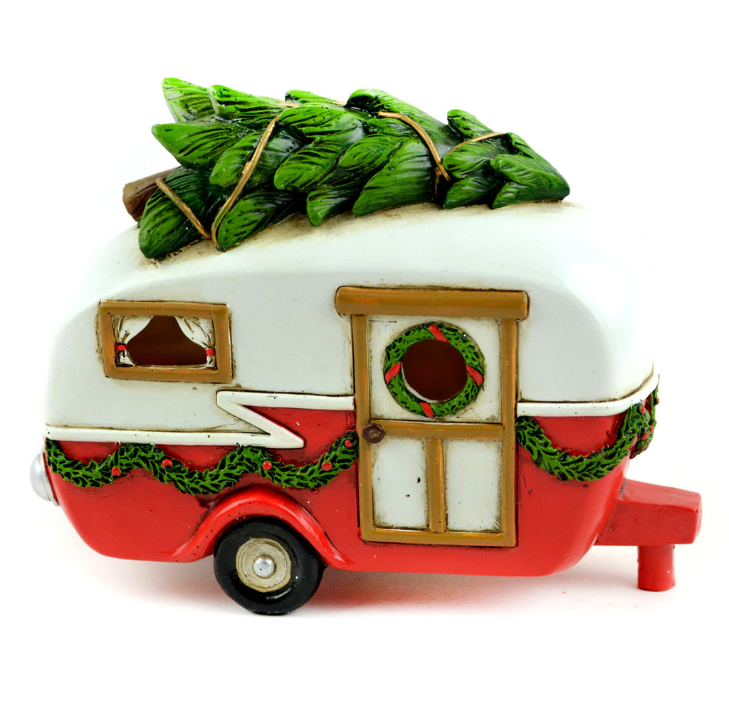 Christmas LED Red Camper, Fairy Garden Winter Camper - Mini Fairy Garden World