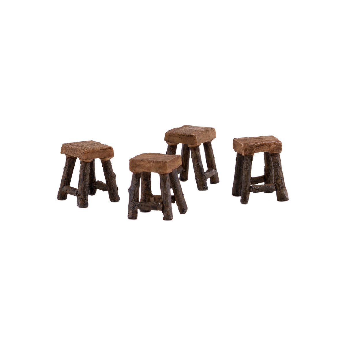 Micro Mini Wood Stools Set of 4, Fairy Garden Stools, Mini Stools