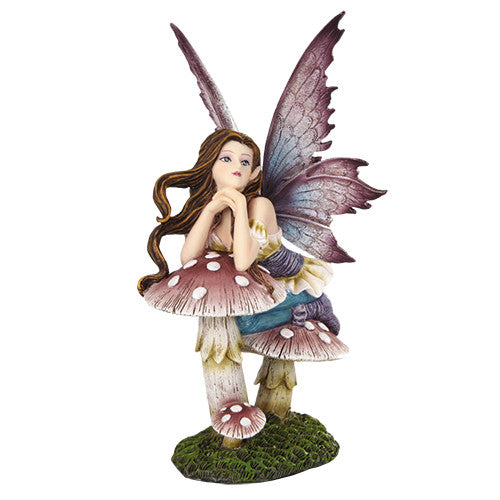 Daydreaming Fairy, Fairy Garden Fairy, Fairy On Mushroom - Mini Fairy Garden World