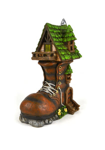 Solar Fairy Garden Boot House, Fairy Garden Brown Boot Home - Mini Fairy Garden World