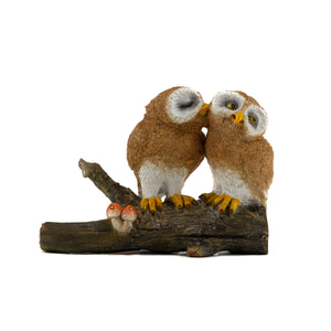 Owl Couple On Tree Log - Mini Fairy Garden World
