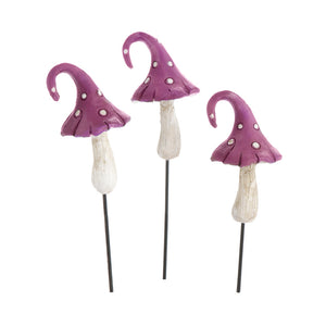 Mini Curl Top Purple Mushrooms, Fairy Garden Purple Mushrooms