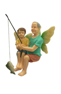 Fishing With Grandpa, Fairy Garden Grandpa, Mini Fairy Grandpa, Fairy Grandson - Mini Fairy Garden World