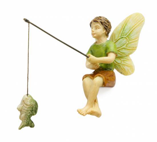 Fishing Boy Fairy, Fairy Garden Boy Fishing, Mini Boy Fairy