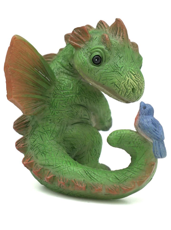 Mini Dragon With Blue Bird, Quiet Conversation