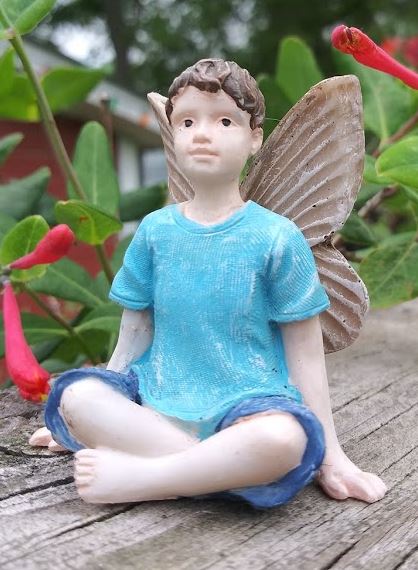 Fairy Joshua, Fairy Garden Fairy, Boy Fairy, Sitting Boy Fairy - Mini Fairy Garden World