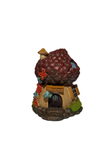 Fairy Acorn House Blue And Red Flowers