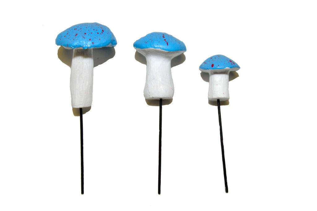 Garden Miniature Mushrooms, 3 pc - Blue - Mini Fairy Garden World