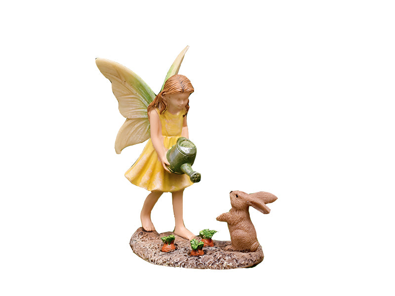 Fairy Gardener With Bunny, Fairy With Rabbit, Gardening Fairy - Mini Fairy Garden World