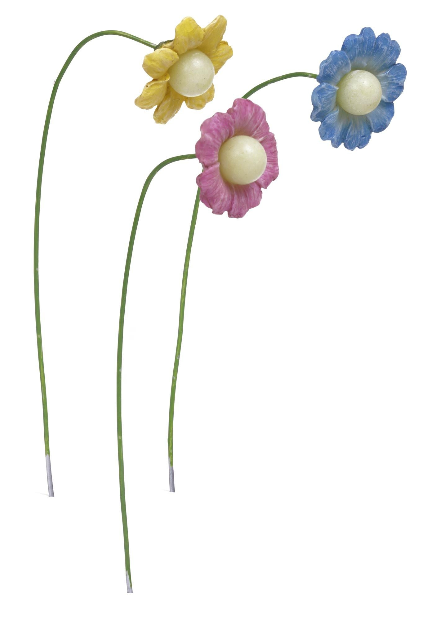 Miniature Petal Glow Flowers, 3 Piece Set for Miniature Garden, Fairy Garden, Blue