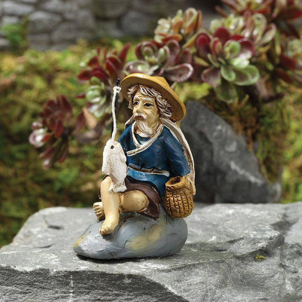 Fishing Mud Man, Mini Zen Garden, Mini Zen Figurine