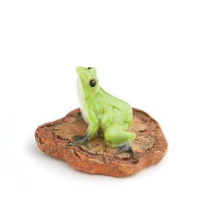 Frog On Wood Chip, Mini Frog, Fairy Garden Frog - Mini Fairy Garden World