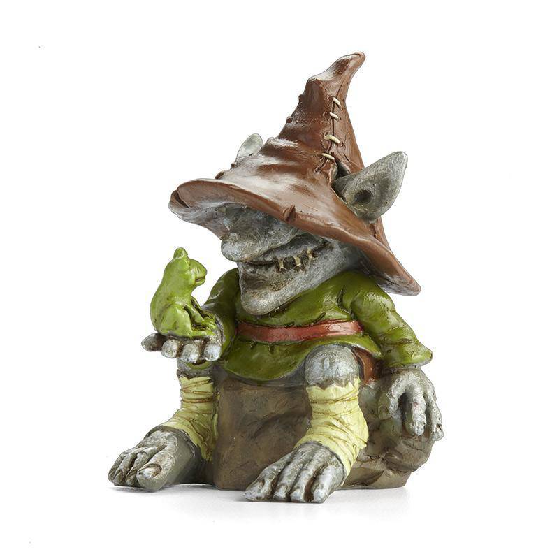 Merle Troll with Frog, Fairy Garden Trolls, Tiny Trolls, Miniature Trolls - Mini Fairy Garden World