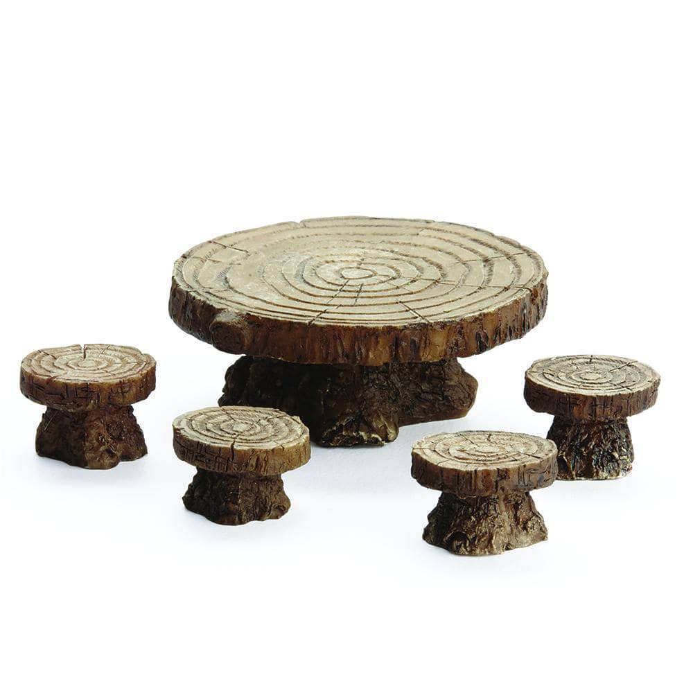 Micro Mini Woodland Table and Stools, Fairy Garden Table and Chair, Mini Table, Miniature Table - Mini Fairy Garden World
