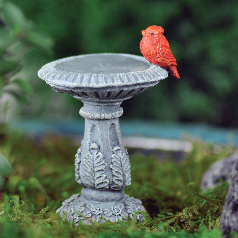 Mini Cardinal Birdbath, Fairy Garden Birdbath, Miniature Birdbath - Mini Fairy Garden World