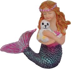 Mini Mermaid and Seal, Fairy Garedn Mermaid, Mini Mermaid, Miniature Mermaid - Mini Fairy Garden World