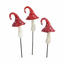 Mini Red Curl Top Mushrooms, Fairy Garden Mushrooms, Miniature Mushrooms - Mini Fairy Garden World