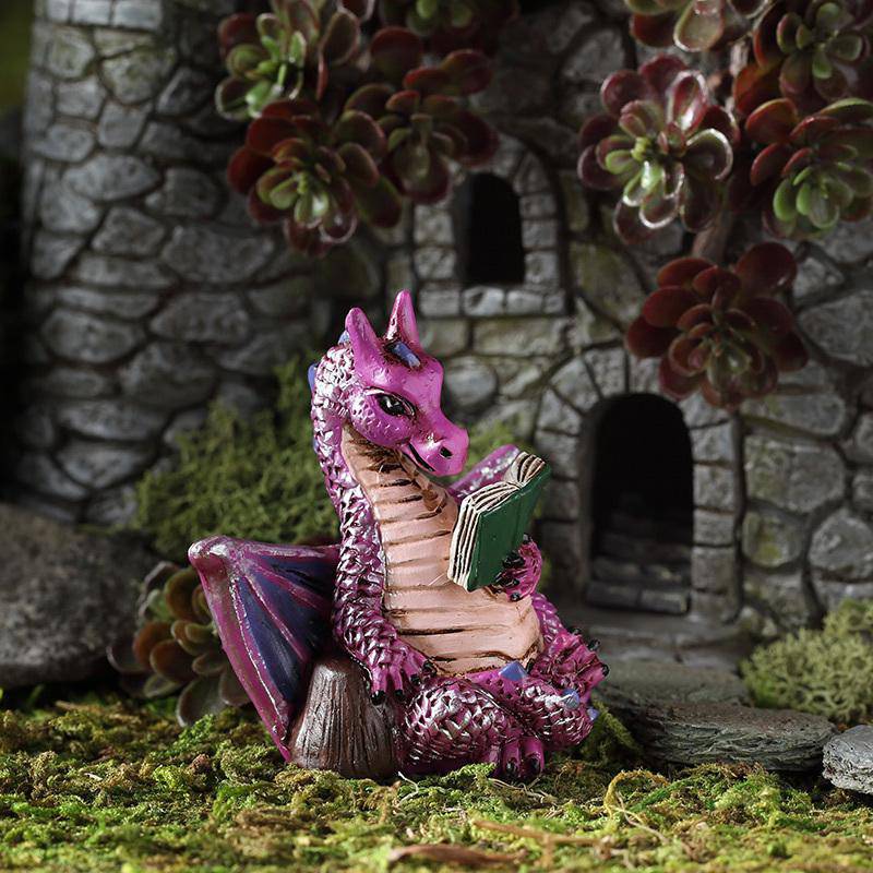 Reading Dragon, Fairy Garden Dragon, Mini Dragon, Miniature Dragon - Mini Fairy Garden World