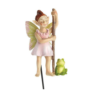 Swamp Fairy - Froggie 'n Flossy, Mini Fairy, Miniature Fairy, Fairy Garden Fairy - Mini Fairy Garden World