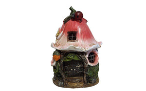 LED Pink Flower House, Fairy House, Fairy Cottage - Mini Fairy Garden World