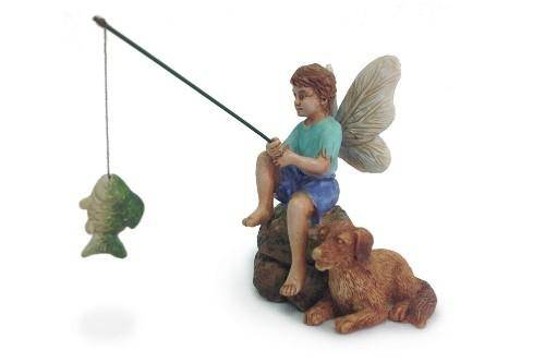 Gone Fishin Fairy, Fairy Garden Fairy Fishing, Mini Fishing Fairy - Mini Fairy Garden World