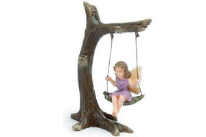 Tree Branch Swing, Fairy On A Swing, Fairy Swinging, Fairy Garden - Mini Fairy Garden World