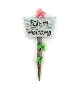 Fairies Welcome Sign, Fairy Garden Sign, Mini Fairy Sign - Mini Fairy Garden World