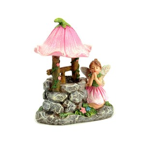 Fairy At The Wishing Well, Fairy Garden Wishing Well, Mini Wishing Well - Mini Fairy Garden World