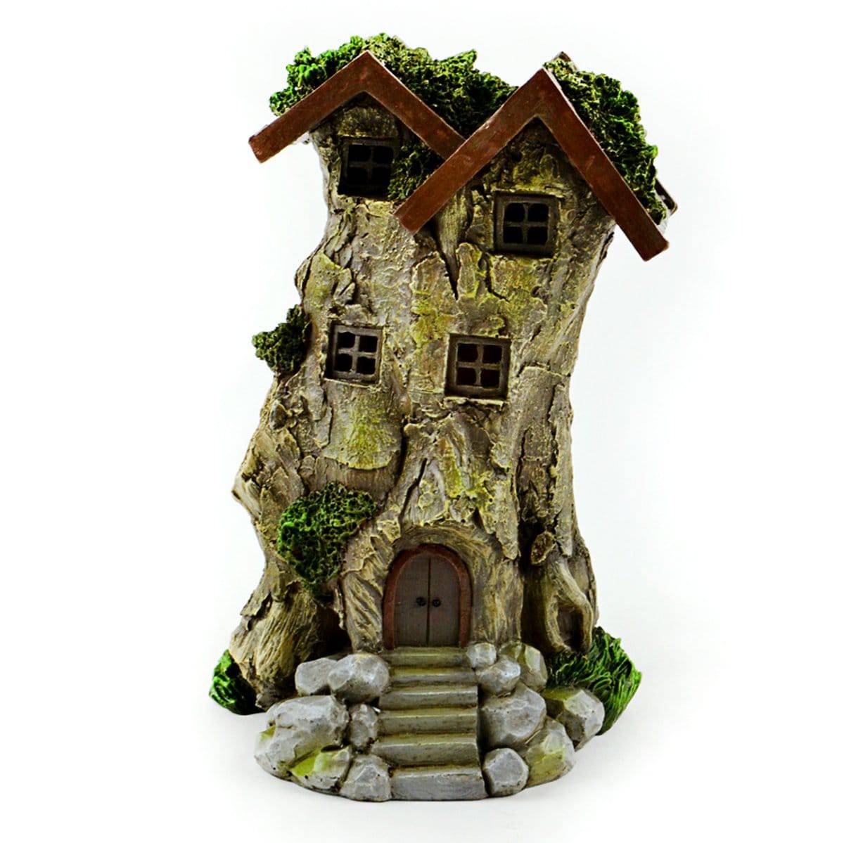 LED Mossy Bark Treehouse, Fairy Garden Tree House, Fairy Home, Mini Cottage - Mini Fairy Garden World