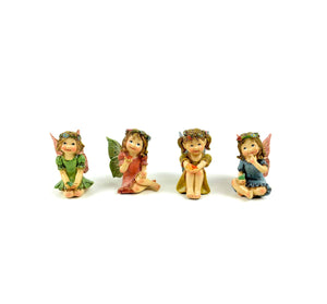 Little Fairy Girls, Mini Sitting Fairies, Sitting Fairy Garden Fairies - Mini Fairy Garden World