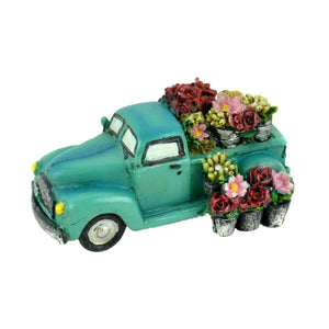 Mini Turquoise Flower Truck, Mini Truck, Fairy Garden Truck - Mini Fairy Garden World