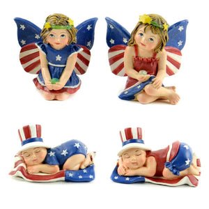 Patriotic Fairies, Fourth of July Fairies, American Fairies - Mini Fairy Garden World