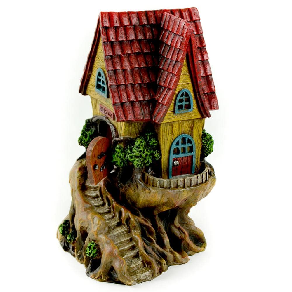 Red Roof Tree House, Fairy Garden House, Fairy Home, Mini Cottage - Mini Fairy Garden World