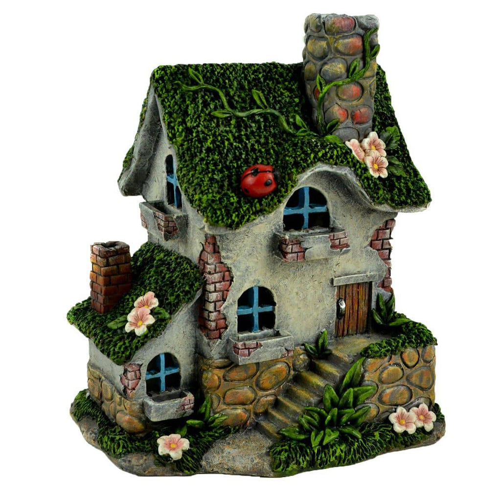 Solar Ladybug Cottage, Fairy Garden House, Fairy Home, Mini Cottage - Mini Fairy Garden World