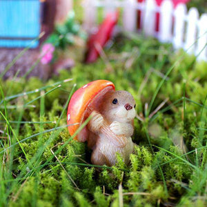 Bunny With Mushroom - Mini Fairy Garden World