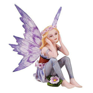 Fairy Ava, Fairy Garden Fairy, Purple Fairy, Sitting Fairy - Mini Fairy Garden World